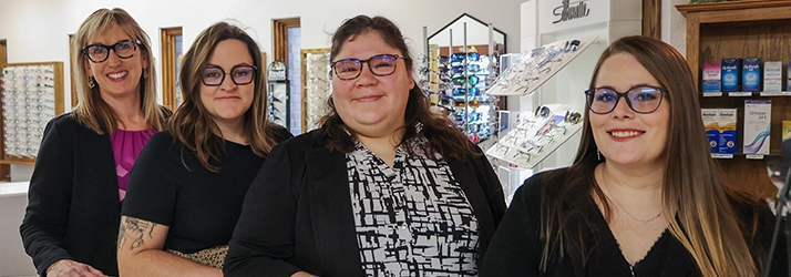 Optical Team At In Front Of Glasses Selection